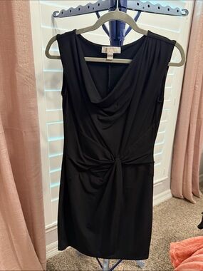Michael Kors Black Knot-Front Sleeveless Midi Dress